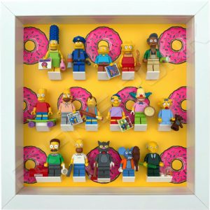FRAME PUNK display frame compatible with LEGO Simpsons minifigures series 1&2 (white) with series 1 minifigures