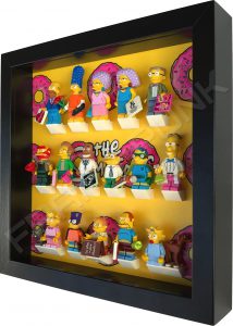 LEGO The Simpsons Minifigures Series 1 & 2 Donuts display frame (black) with The Simpsons series 2 minifigures Side View