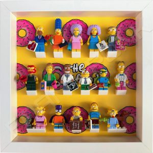 LEGO The Simpsons Minifigures Series 1 & 2 Donuts display frame (white) with The Simpsons series 2 minifigures