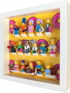LEGO The Simpsons Minifigures Series 1 & 2 Donuts display frame (white) with The Simpsons series 2 minifigures Side View