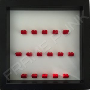 Red Lego brick formation on white background