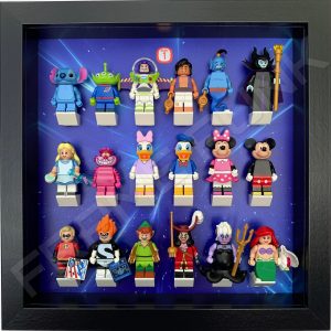 FRAMEPUNK black display frame compatible with LEGO Disney Minifigures Series 1 (Starry) with minifigures