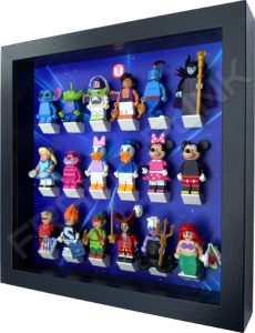 FRAMEPUNK black display frame compatible with LEGO Disney Minifigures Series 1 (starry) Side View with minifigures