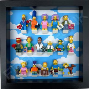 FRAME PUNK display frame compatible with LEGO The Simpsons Minifigures Series 1 & 2 - Clouds (black) with Series 2 minifigures
