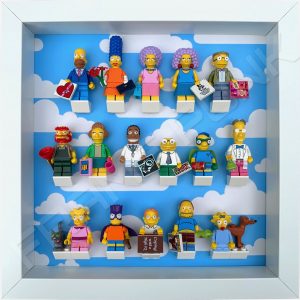 FRAME PUNK display frame compatible with LEGO The Simpsons Minifigures Series 1 & 2 - Clouds (white) with Series 2 minifigures