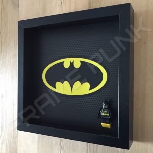 Classic LEGO Batman Minifigure display frame with minifigure Side View