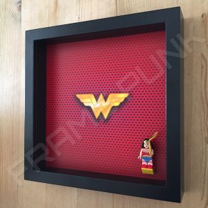 LEGO Wonder Woman Minifigure display frame with classic minifigure Side View