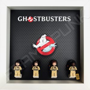 Lego Ghostbusters minifigure display frame (white) with minifigures