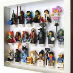 LEGO Ninjago Movie Minifigures Series display frame (All White) with minifigures Side View