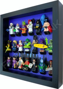 FRAME PUNK city display frame compatible with LEGO Batman minifigures series 1&2 (black) with series 2 minifigures, side view