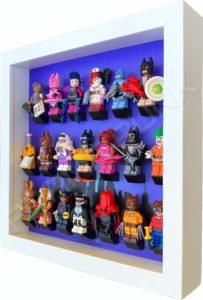 FRAME PUNK city display frame compatible with LEGO Batman minifigures series 1&2 (white) with series 1 minifigures, side view