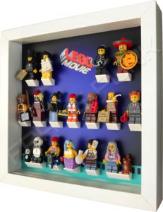 Lego Movie display frame with minifigures (white) Side view