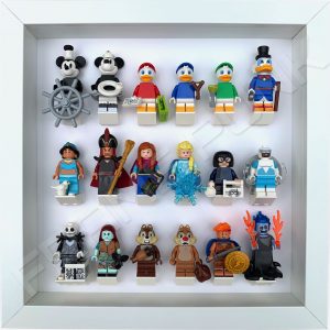 FRAMEPUNK All white display frame compatible with LEGO Disney Minifigures Series 2 with minifigures