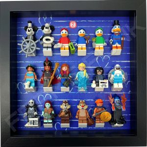 FRAMEPUNK black display frame compatible with LEGO Disney Minifigures Series 2 (Heart) with minifigures