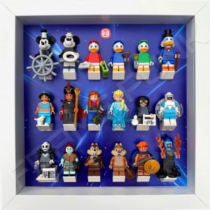 FRAMEPUNK white display frame compatible with LEGO Disney Minifigures Series 2 (Starry) with minifigures
