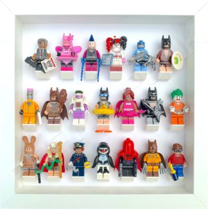FRAMEPUNK all white display frame compatible with LEGO Batman Movie Minifigures Series 1 & 2 (displaying series 1)