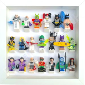 FRAMEPUNK all white display frame compatible with LEGO Batman Movie Minifigures Series 1 & 2 (displaying series 2)