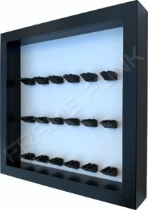FRAMEPUNK minifigures display frame 18 2x3 mounts (black frame and black bricks) Side view