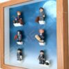 FRAMEPUNK Fantastic Beasts Lego Minifigures Series 1 Display Frame (Oak) Side view with minifigures