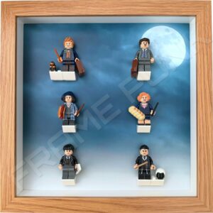 FRAMEPUNK Fantastic Beasts Lego Minifigures Series 1 Display Frame (Oak) with minifigures