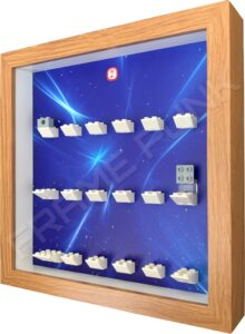 FRAMEPUNK Lego Disney Minifigures Series 2 Display Frame (Oak Starry) Side view