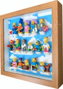 FRAMEPUNK Lego The Simpsons Minifigures Series Display Frame (Cloudy) showing Series 2 minifigures Side view