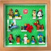 FRAMEPUNK Lego Minifigures Series 21 Display Frame (Oak) with minifigures