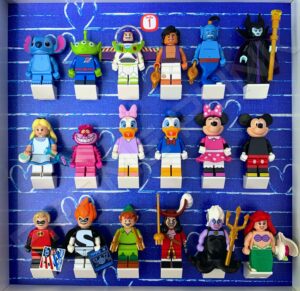 FRAMEPUNK display showing Lego Disney Minifigures Series 1 (Heart)