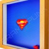 FRAMEPUNK superhero display compatible with single LEGO Superman minifigure (Oak) Side view