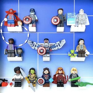 FRAMEPUNK display showing Lego Marvel Studios Minifigures Series
