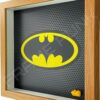 FRAMEPUNK superhero display compatible with single LEGO Batman minifigure (Oak) Side view