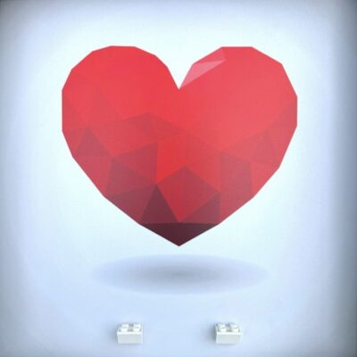 FRAMEPUNK Heart:Love background and white brick mounts display board compatible with 2 Lego minifigures