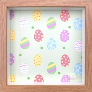 FRAMEPUNK Easter background and white LEGO brick mount display frame compatible with 1 LEGO minifigure