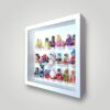FRAMEPUNK LEGO Disney 100 Minifigures Series white display, white frame, side view, showing minifigures