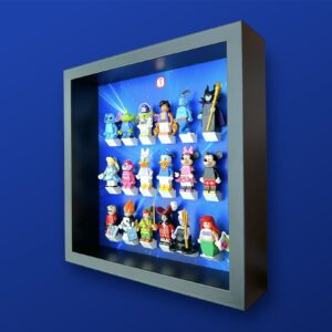 FRAMEPUNK Lego Disney Minifigures Series 1 Display Black Frame With Minifigures Side View