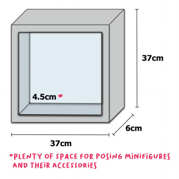 Large LEGO minifigures display size dimensions