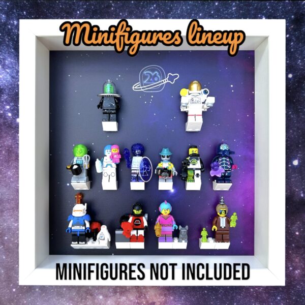 FRAMEPUNK LEGO Minifigures Series 26 Display with minifigures lineup, White Frame