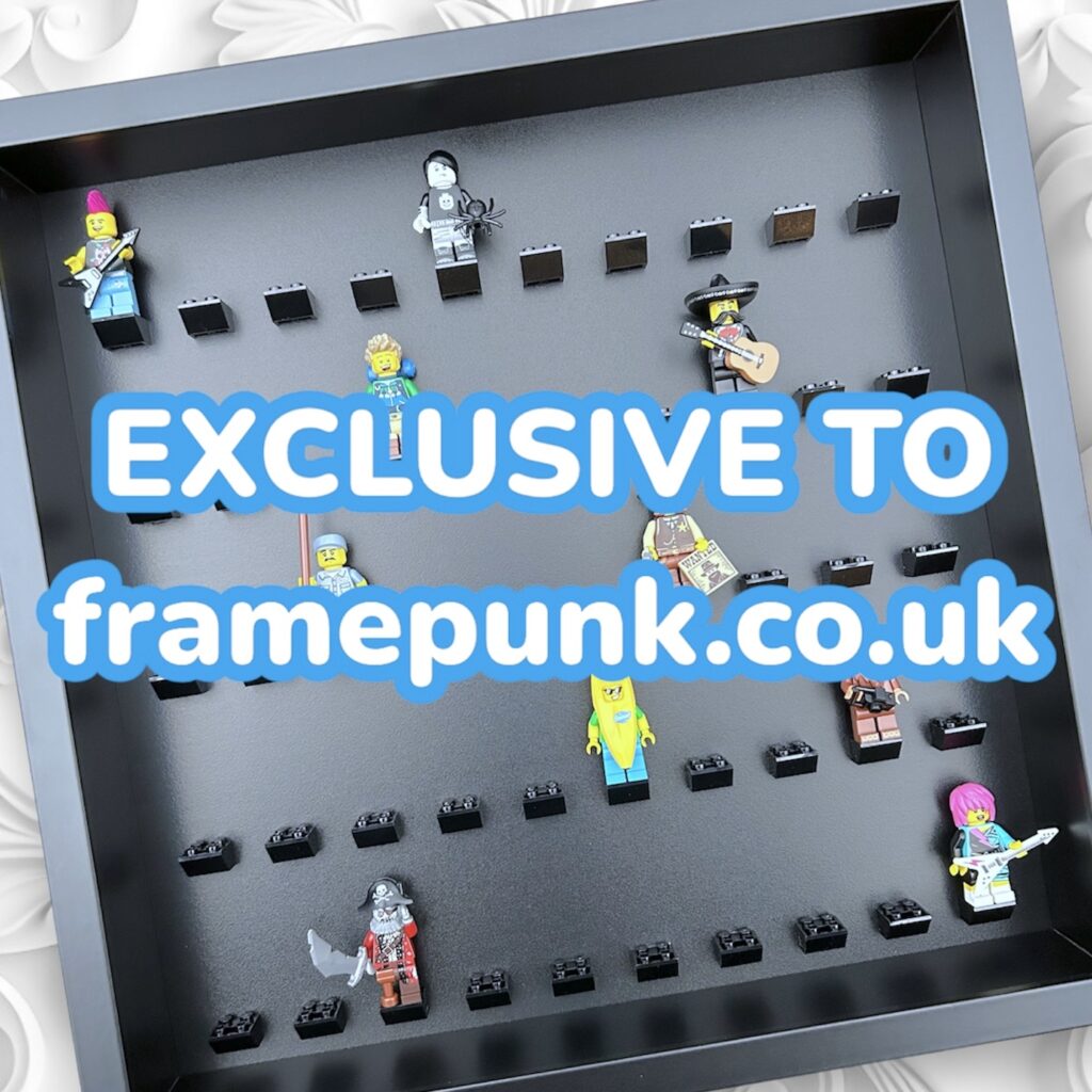 Exclusive all black 50 minifigures display, only at framepunk.co.uk