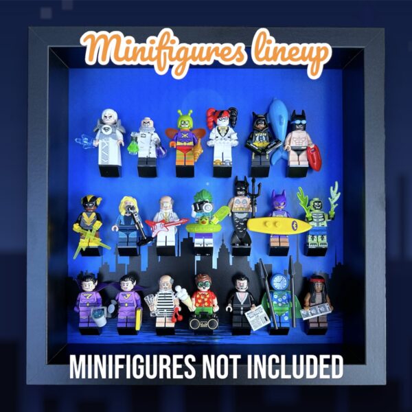 FRAMEPUNK LEGO Batman Movie Minifigures Series 1 or 2 Display Frame (Black City), showing lineup for series 2