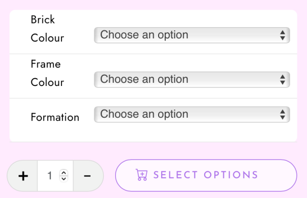 screenshot of customising table options, none selected