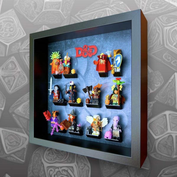 FRAMEPUNK Lego Dungeons & Dragons Minifigures Series (71047) Display Black Frame with minifigures side view