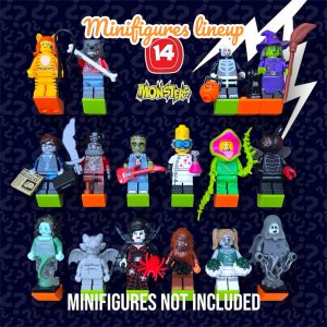 FRAMEPUNK LEGO Minifigures Series 14 Display with minifigures lineup