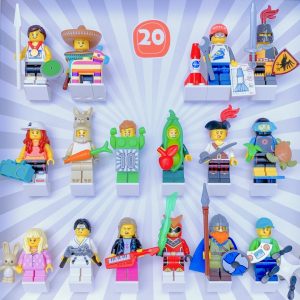 FRAMEPUNK LEGO Minifigures Series 20 Display with minifigures lineup