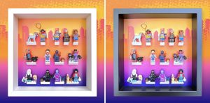 FRAMEPUNK Lego Spider-Man Across the Spider-Verse Minifigures Series (71050) Display Black and White Frames with minifigures