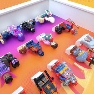 FRAME PUNK LEGO Spider-Man Across the Spider-Verse 71050 Minifigures Series Display, White Frame with minifigures, Depth view