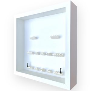 FRAMEPUNK LEGO Marvel Studios Minifigures Series 2 white display, white frame, side view