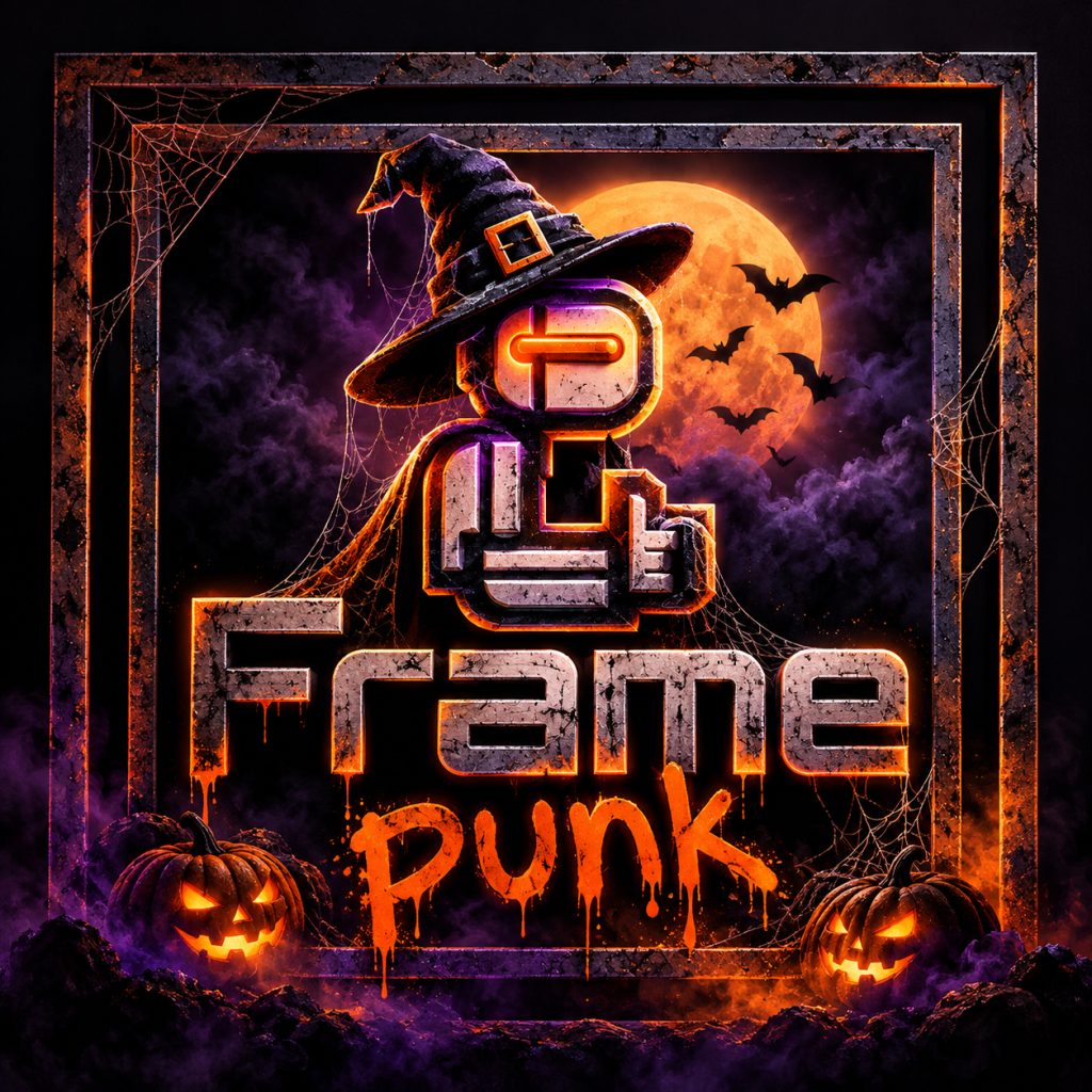 Frame Punk Halloween Neon Poster