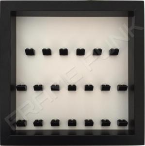 Frame Punk 6x7x7 formation minifigure display frame - white background with black bricks and black frame